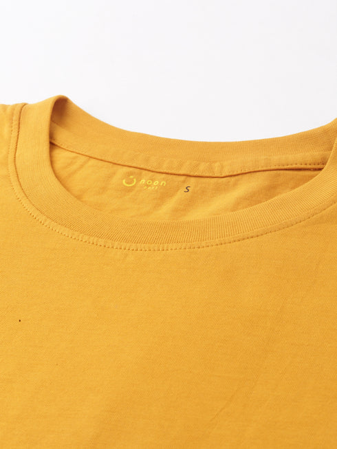 Yellow solid Crew Neck T-shirt